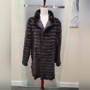 Genuine MINK Reversable Black/Brown Coat Size Large